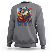 Funny American Eagle Eating Hot Dog Sweatshirt 4th Of July Party Patriotic USA Flag - Wonder Print Shop
