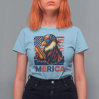 Funny American Eagle Eating Hot Dog T Shirt For Women 4th Of July Party Patriotic USA Flag - Wonder Print Shop