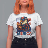 Funny American Eagle Eating Hot Dog T Shirt For Women 4th Of July Party Patriotic USA Flag - Wonder Print Shop