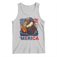 Funny American Eagle Eating Hot Dog Tank Top 4th Of July Party Patriotic USA Flag - Wonder Print Shop