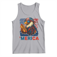 Funny American Eagle Eating Hot Dog Tank Top 4th Of July Party Patriotic USA Flag - Wonder Print Shop