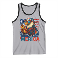 Funny American Eagle Eating Hot Dog Tank Top 4th Of July Party Patriotic USA Flag - Wonder Print Shop