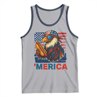 Funny American Eagle Eating Hot Dog Tank Top 4th Of July Party Patriotic USA Flag - Wonder Print Shop