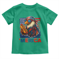 Funny American Eagle Eating Hot Dog Toddler T Shirt 4th Of July Party Patriotic USA Flag - Wonder Print Shop