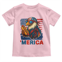Funny American Eagle Eating Hot Dog Toddler T Shirt 4th Of July Party Patriotic USA Flag - Wonder Print Shop
