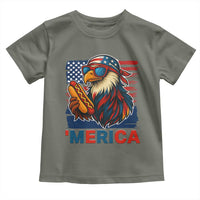 Funny American Eagle Eating Hot Dog Toddler T Shirt 4th Of July Party Patriotic USA Flag - Wonder Print Shop
