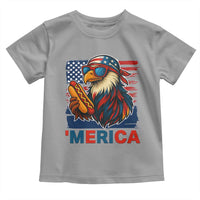 Funny American Eagle Eating Hot Dog Toddler T Shirt 4th Of July Party Patriotic USA Flag - Wonder Print Shop