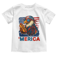 Funny American Eagle Eating Hot Dog Toddler T Shirt 4th Of July Party Patriotic USA Flag - Wonder Print Shop