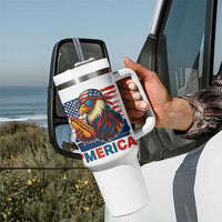 Funny American Eagle Eating Hot Dog Tumbler With Handle 4th Of July Party Patriotic USA Flag - Wonder Print Shop