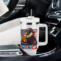 Funny American Eagle Eating Hot Dog Tumbler With Handle 4th Of July Party Patriotic USA Flag - Wonder Print Shop
