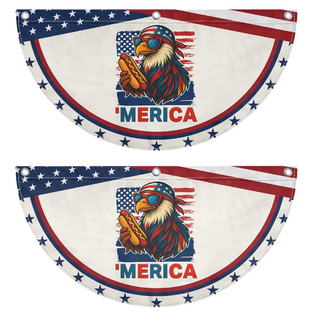 Funny American Eagle Eating Hot Dog Patriotic Fan Flag 4th Of July Party USA Flag