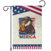 Funny American Eagle Eating Hot Dog Garden Flag 4th Of July Party Patriotic USA Flag