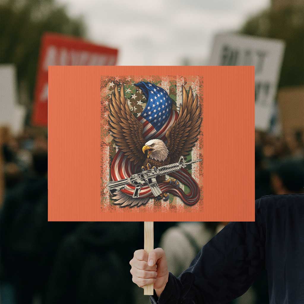Patriotic Armed Eagle with  Camo Flag Protest Sign Military Patriotic USA Defense - Wonder Print Shop