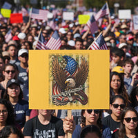 Patriotic Armed Eagle with  Camo Flag Protest Sign Military Patriotic USA Defense - Wonder Print Shop