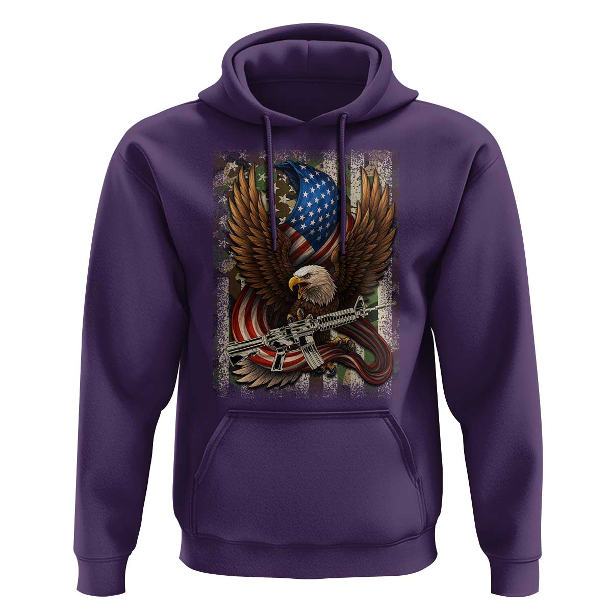 Patriotic Armed Eagle with  Camo Flag Hoodie Military Patriotic USA Defense - Wonder Print Shop