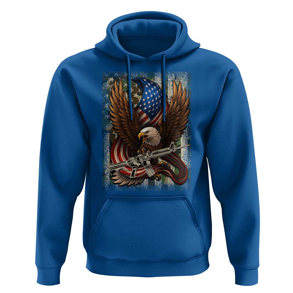 Patriotic Armed Eagle with  Camo Flag Hoodie Military Patriotic USA Defense - Wonder Print Shop