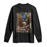 Patriotic Armed Eagle with  Camo Flag Long Sleeve Shirt Military Patriotic USA Defense - Wonder Print Shop