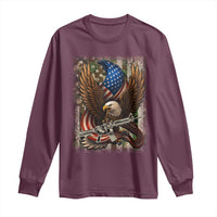 Patriotic Armed Eagle with  Camo Flag Long Sleeve Shirt Military Patriotic USA Defense - Wonder Print Shop