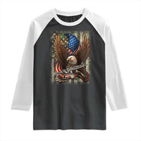 Patriotic Armed Eagle with  Camo Flag Raglan Shirt Military Patriotic USA Defense - Wonder Print Shop