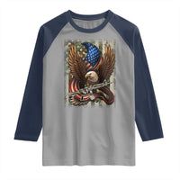 Patriotic Armed Eagle with  Camo Flag Raglan Shirt Military Patriotic USA Defense - Wonder Print Shop