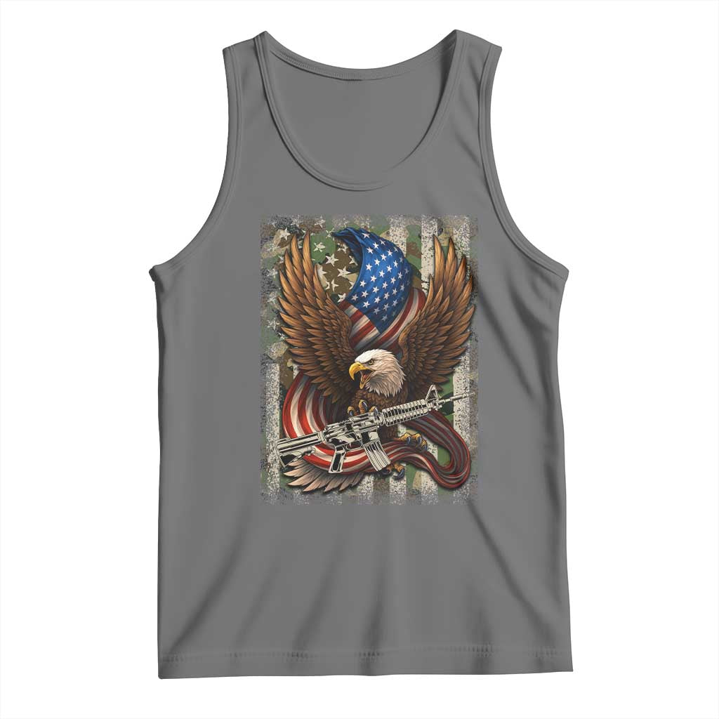 Patriotic Armed Eagle with  Camo Flag Tank Top Military Patriotic USA Defense - Wonder Print Shop