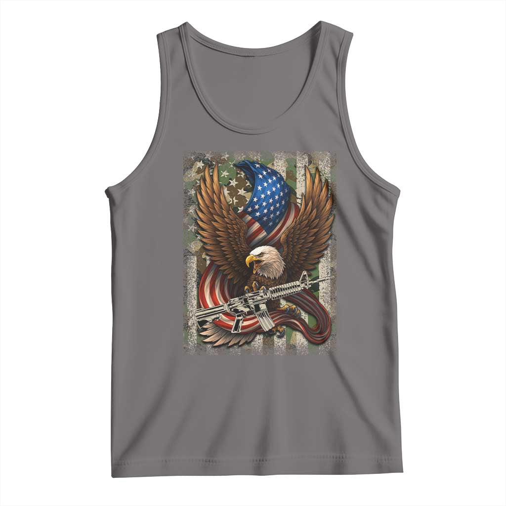 Patriotic Armed Eagle with  Camo Flag Tank Top Military Patriotic USA Defense - Wonder Print Shop
