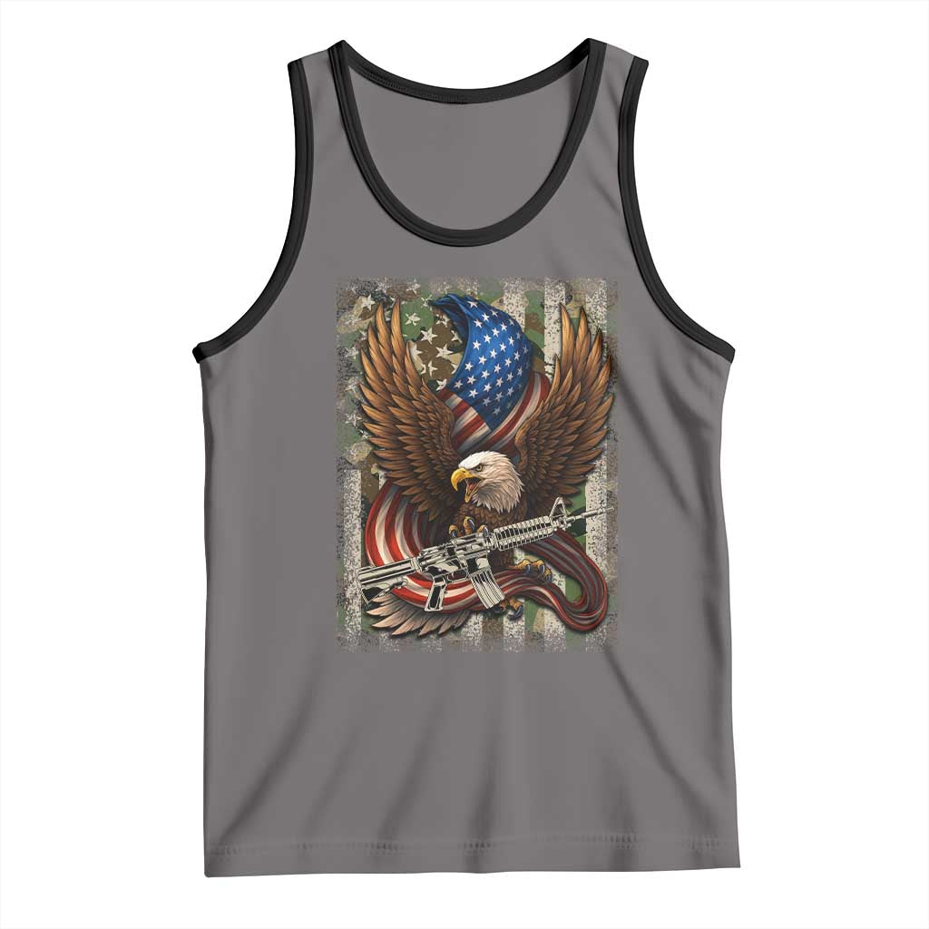 Patriotic Armed Eagle with  Camo Flag Tank Top Military Patriotic USA Defense - Wonder Print Shop