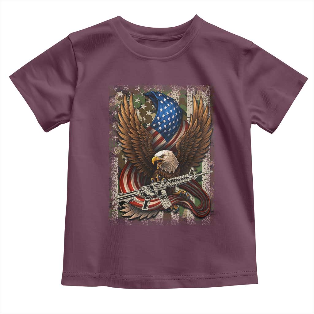 Patriotic Armed Eagle with  Camo Flag Toddler T Shirt Military Patriotic USA Defense - Wonder Print Shop