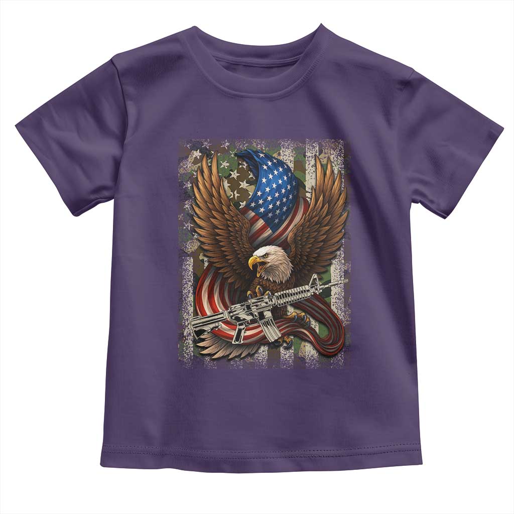 Patriotic Armed Eagle with  Camo Flag Toddler T Shirt Military Patriotic USA Defense - Wonder Print Shop