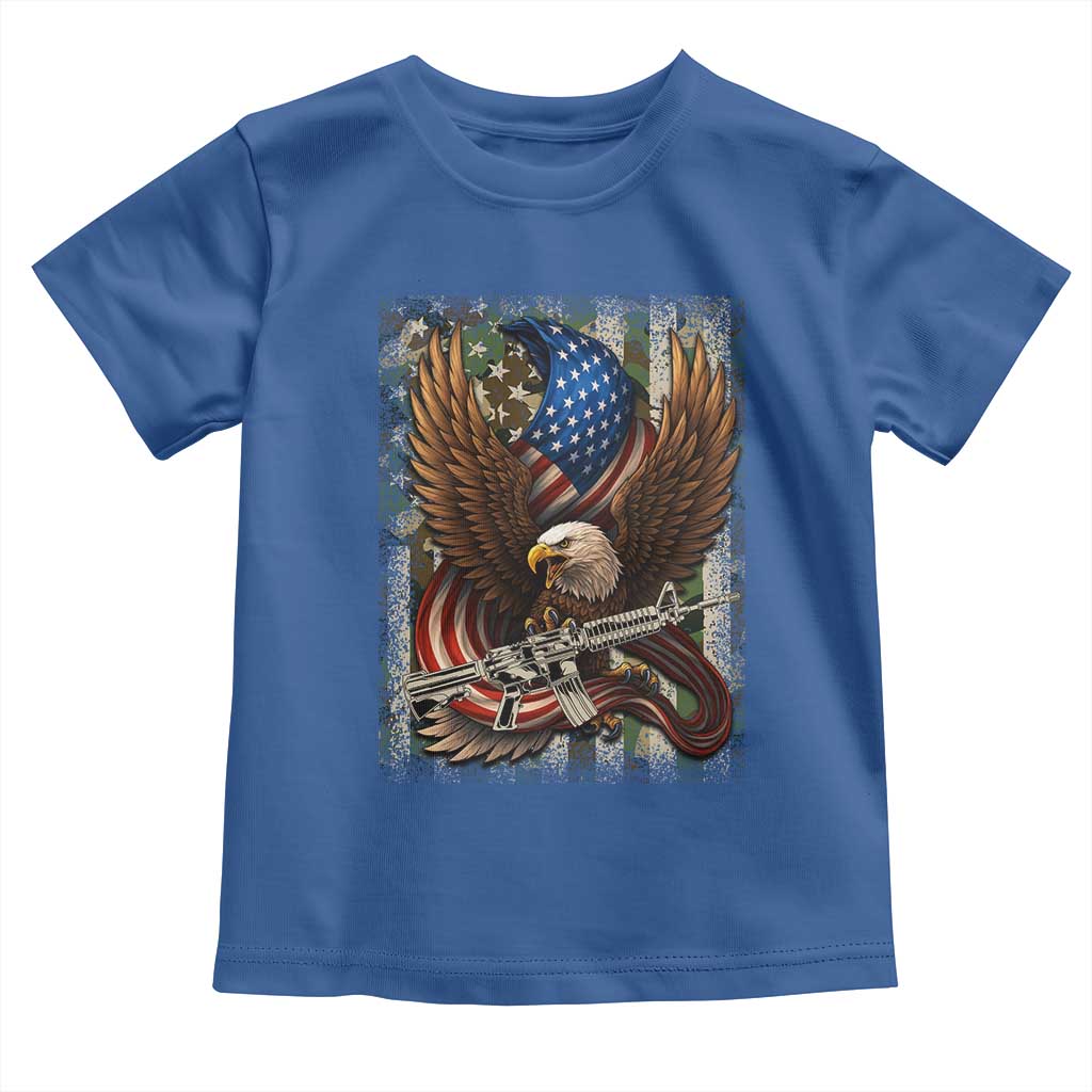 Patriotic Armed Eagle with  Camo Flag Toddler T Shirt Military Patriotic USA Defense - Wonder Print Shop