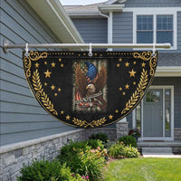 American Armed Eagle with Camo Flag Patriotic Fan Flag Military USA Defense