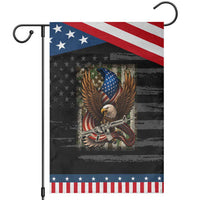 Patriotic Armed Eagle with  Camo Flag Garden Flag Military Patriotic USA Defense
