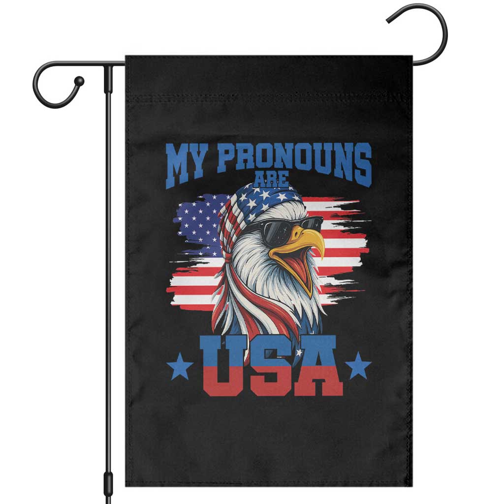 My Pronouns Are USA Garden Flag Bold Patriotic Eagle with American Flag Bandana Mullet - Wonder Print Shop