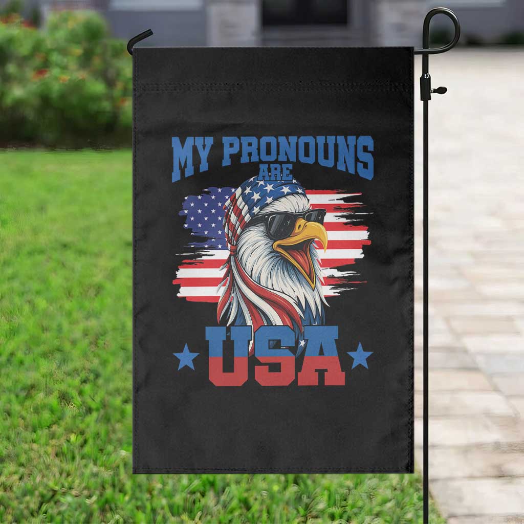 My Pronouns Are USA Garden Flag Bold Patriotic Eagle with American Flag Bandana Mullet - Wonder Print Shop