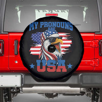 My Pronouns Are USA Spare Tire Cover Bold Patriotic Eagle with American Flag Bandana Mullet - Wonder Print Shop