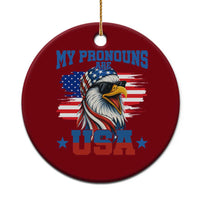 My Pronouns Are USA Ceramic Ornament Bold Patriotic Eagle with American Flag Bandana Mullet - Wonder Print Shop
