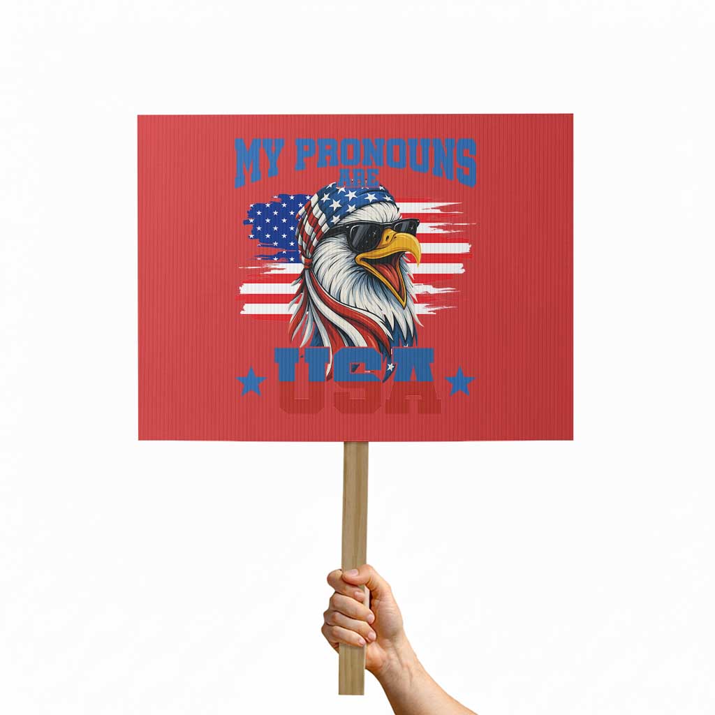 My Pronouns Are USA Protest Sign Bold Patriotic Eagle with American Flag Bandana Mullet - Wonder Print Shop