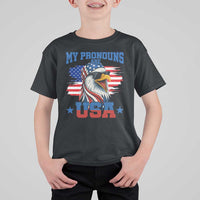 My Pronouns Are USA T Shirt For Kid Bold Patriotic Eagle with American Flag Bandana Mullet - Wonder Print Shop