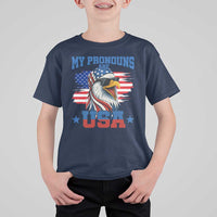 My Pronouns Are USA T Shirt For Kid Bold Patriotic Eagle with American Flag Bandana Mullet - Wonder Print Shop