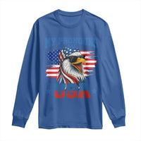 My Pronouns Are USA Long Sleeve Shirt Bold Patriotic Eagle with American Flag Bandana Mullet - Wonder Print Shop