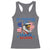 My Pronouns Are USA Racerback Tank Top Bold Patriotic Eagle with American Flag Bandana Mullet - Wonder Print Shop