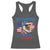 My Pronouns Are USA Racerback Tank Top Bold Patriotic Eagle with American Flag Bandana Mullet - Wonder Print Shop
