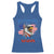 My Pronouns Are USA Racerback Tank Top Bold Patriotic Eagle with American Flag Bandana Mullet - Wonder Print Shop