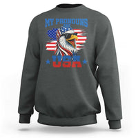 My Pronouns Are USA Sweatshirt Bold Patriotic Eagle with American Flag Bandana Mullet - Wonder Print Shop
