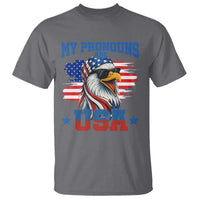 My Pronouns Are USA T Shirt Bold Patriotic Eagle with American Flag Bandana Mullet - Wonder Print Shop