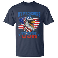 My Pronouns Are USA T Shirt Bold Patriotic Eagle with American Flag Bandana Mullet - Wonder Print Shop