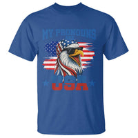 My Pronouns Are USA T Shirt Bold Patriotic Eagle with American Flag Bandana Mullet - Wonder Print Shop