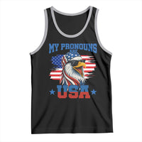 My Pronouns Are USA Tank Top Bold Patriotic Eagle with American Flag Bandana Mullet - Wonder Print Shop