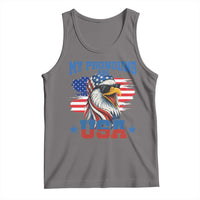 My Pronouns Are USA Tank Top Bold Patriotic Eagle with American Flag Bandana Mullet - Wonder Print Shop