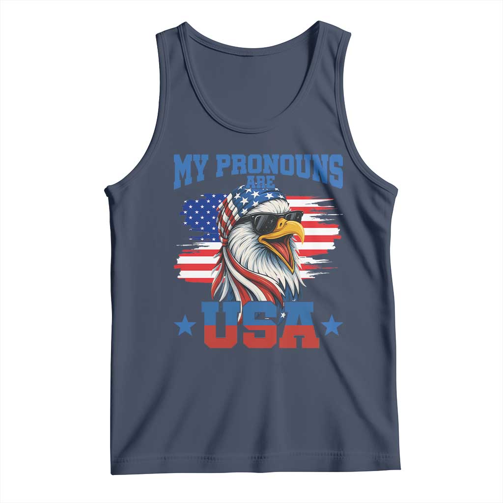 My Pronouns Are USA Tank Top Bold Patriotic Eagle with American Flag Bandana Mullet - Wonder Print Shop